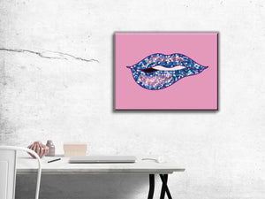 Cuadro Blue Lips en Lienzo Canvas