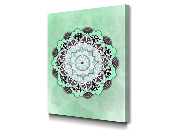 Cuadro Mandala Verde en Lienzo Canvas