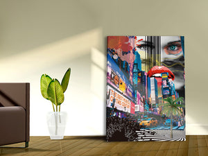 Cuadro Collage la ciudad eléctrica en Lienzo Canvas