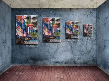 Cuadro Collage la ciudad eléctrica en Lienzo Canvas