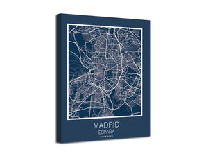 Cuadro Mapa Madrid spain En Lienzo Canvas Impreso