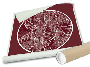 Cuadro Mapa Madrid Ciudad En Lienzo Canvas Impreso