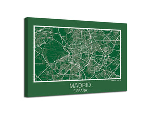 Cuadro Mapa Madrid Spain En Lienzo Canvas Impreso