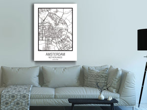 Cuadro Mapa Amsterdam Netherlands En Lienzo Canvas Impreso