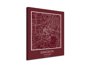 Cuadro Mapa Bangkok Thailand En Lienzo Canvas Impreso