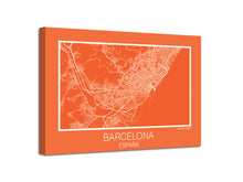 Cuadro Mapa Ciudad Barcelona En Lienzo Canvas Impreso