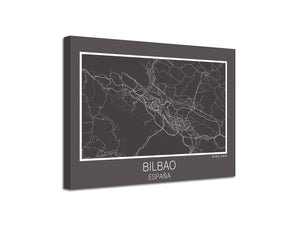 Cuadro Mapa Bilbao Spain En Lienzo Canvas Impreso