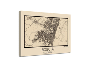 Cuadro Mapa Bogotá Colombia En Lienzo Canvas Impreso