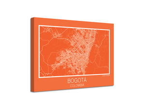Cuadro Mapa Bogota Colombia En Lienzo Canvas Impreso