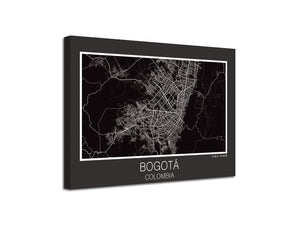 Cuadro Mapa Bogotá Colombia En Lienzo Canvas Impreso