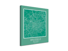 Cuadro Mapa Brussels Belgium En Lienzo Canvas Impreso