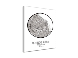 Cuadro Mapa Buenos Aires Argentina En Lienzo Canvas Impreso