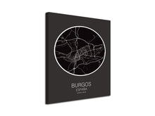 Cuadro Mapa Burgos Spain En Lienzo Canvas Impreso