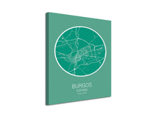 Cuadro Mapa Burgos España En Lienzo Canvas Impreso