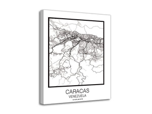 Cuadro Mapa Caracas En Lienzo Canvas Impreso