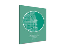 Cuadro Mapa Chicago Illinois En Lienzo Canvas Impreso