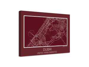 Cuadro Mapa Dubai United Arab Emirates En Lienzo Canvas Impreso