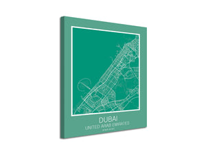Cuadro Mapa Dubai United Arab Emirates En Lienzo Canvas Impreso