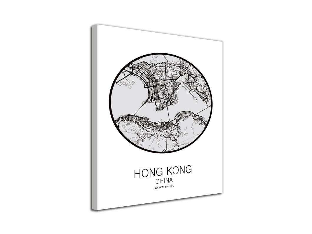 Cuadro Mapa Hong Kong China En Lienzo Canvas Impreso