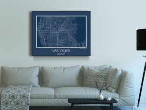 Cuadro Mapa Las Vegas Nevada En Lienzo Canvas Impreso