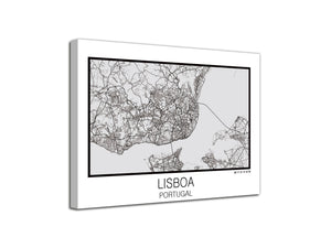 Cuadro Mapa Lisboa Portugal En Lienzo Canvas Impreso
