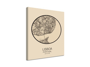 Cuadro Mapa Lisboa Portugal En Lienzo Canvas Impreso