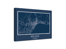 Cuadro Mapa Malaga Spain En Lienzo Canvas Impreso