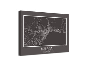 Cuadro Mapa Malaga España En Lienzo Canvas Impreso