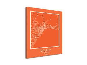 Cuadro Mapa Malaga España En Lienzo Canvas Impreso