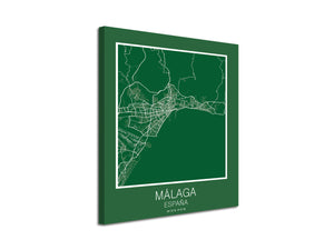 Cuadro Mapa Malaga Spain En Lienzo Canvas Impreso