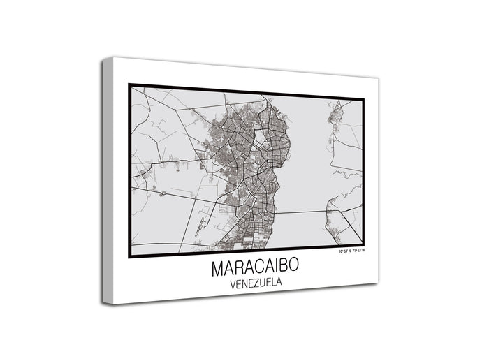 Cuadro Mapa Maracaibo Venezuela En Lienzo Canvas Impreso