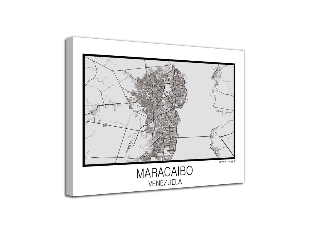 Cuadro Mapa Maracaibo Venezuela En Lienzo Canvas Impreso