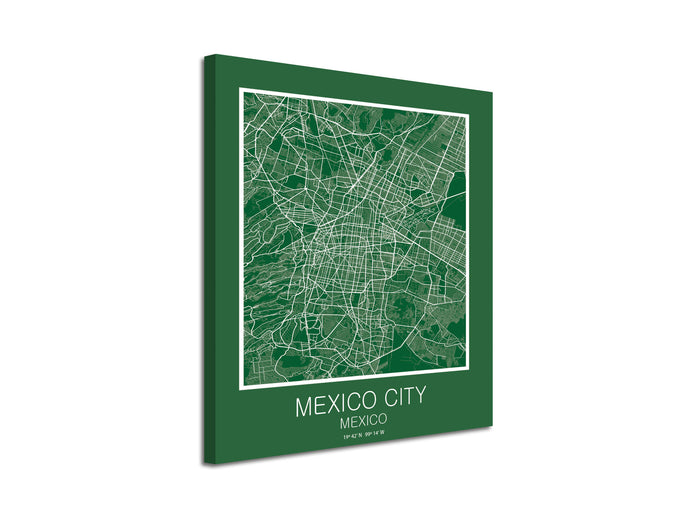 Cuadro Mapa Mexico City En Lienzo Canvas Impreso