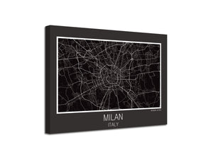 Cuadro Mapa Milan Italy En Lienzo Canvas Impreso