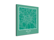 Cuadro Mapa Milan Italy En Lienzo Canvas Impreso