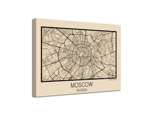Cuadro Mapa Moscow Russia En Lienzo Canvas Impreso