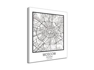 Cuadro Mapa Moscow Russia En Lienzo Canvas Impreso