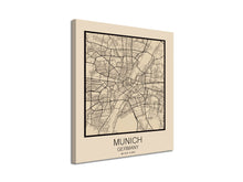 Cuadro Mapa Munich Germany En Lienzo Canvas Impreso
