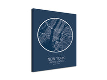 Cuadro Mapa Nueva York New York United States En Lienzo Canvas Impreso