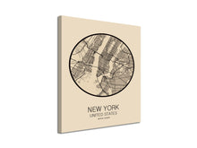Cuadro Mapa Nueva York New York United States En Lienzo Canvas Impreso