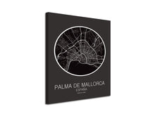 Cuadro Mapa Palma de Mallorca España En Lienzo Canvas Impreso