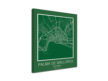 Cuadro Mapa Palma de Mallorca Spain En Lienzo Canvas Impreso