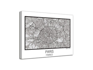 Cuadro Mapa Paris France En Lienzo Canvas Impreso