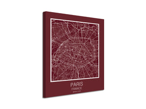 Cuadro Mapa Paris Francia En Lienzo Canvas Impreso