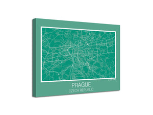 Cuadro Mapa Prague Czech Republic En Lienzo Canvas Impreso
