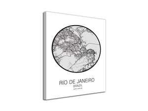 Cuadro Mapa Rio de Janeiro Brazil En Lienzo Canvas Impreso