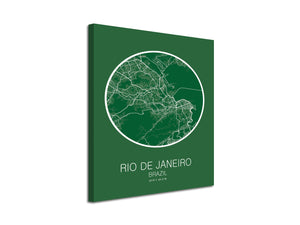 Cuadro Mapa Rio de Janeiro Brazil En Lienzo Canvas Impreso