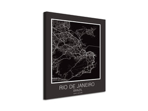 Cuadro Mapa Rio de Janeiro Brasil En Lienzo Canvas Impreso