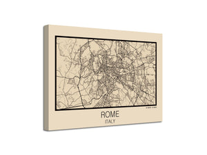 Cuadro Mapa Roma Italia En Lienzo Canvas Impreso