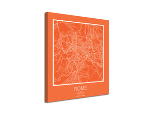Cuadro Mapa Rome Italy En Lienzo Canvas Impreso